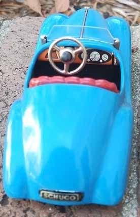 Schuco Akustico 2002 (Made in US Zone Germany), BMW 328 car, windup motor , rack and pinion - 4
