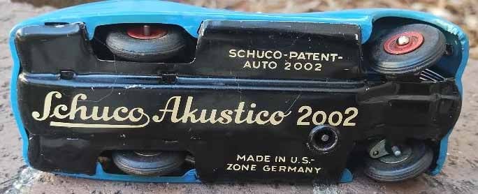 Schuco Akustico 2002 (Made in US Zone Germany), BMW 328 car, windup motor , rack and pinion - 5