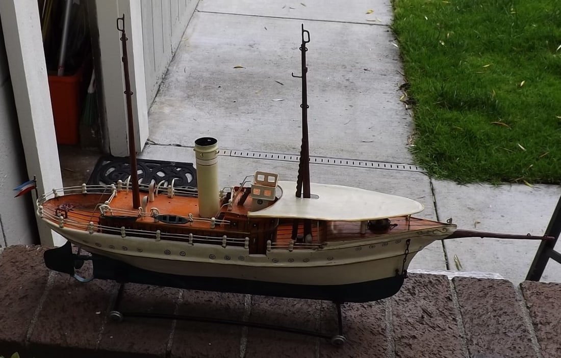 Marklin "Jolanta" , very large and powerful windup motor ,huge: 70 cm (28 in), tin and brass, c8. - 6