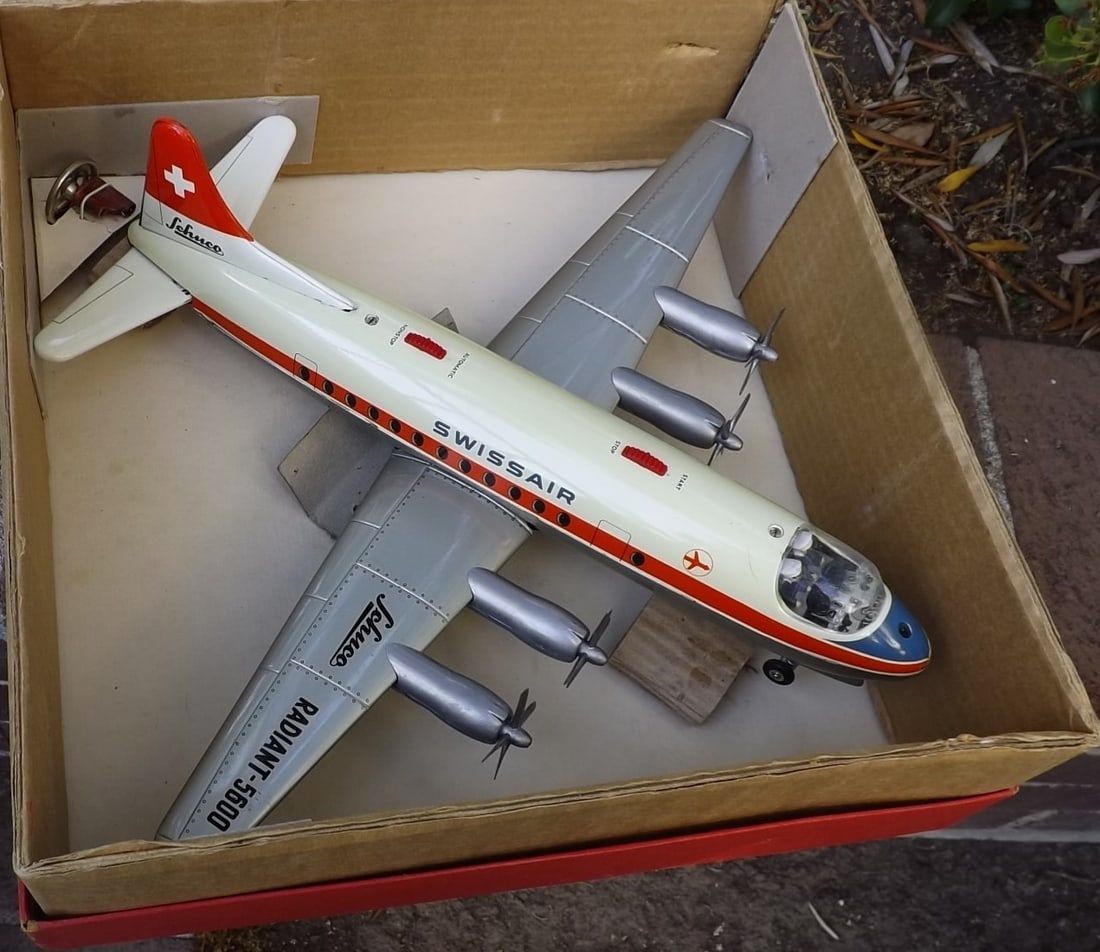 Schuco Radiant 5600 SwissAir , the very much sought after Vickers Viscount plane type, with complex - 7