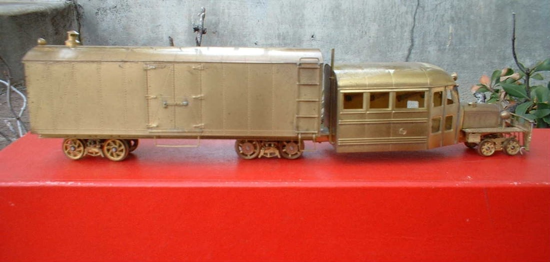 HO scale, LMB KMT (made in Japan) all brass RGS Galloping Goose three truck freight in original - 4