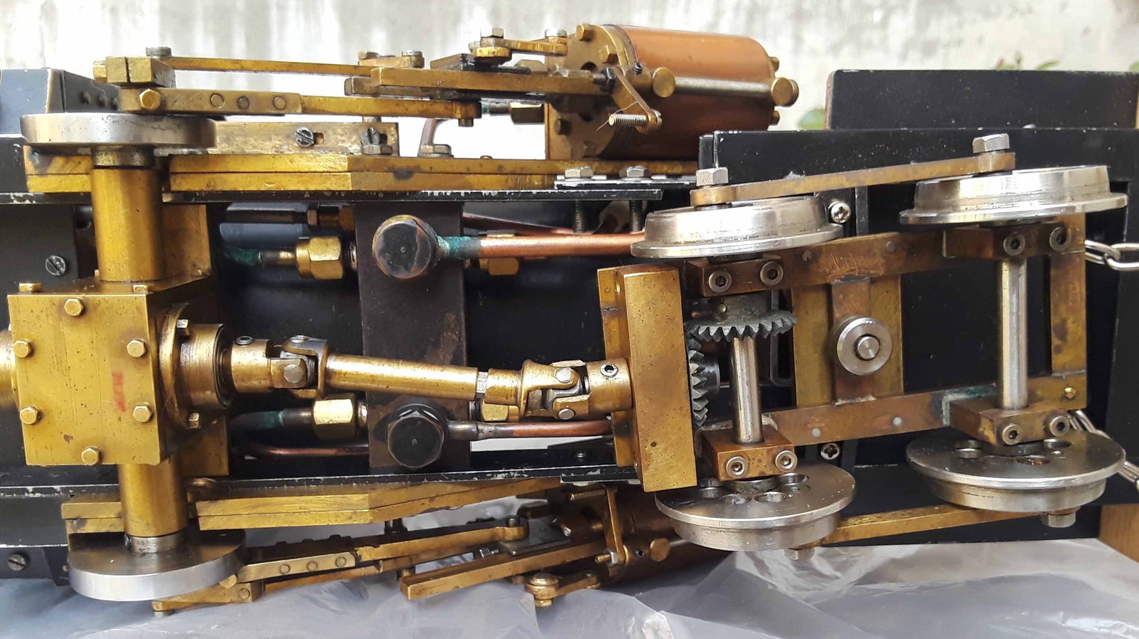 Climax live steam locomotive , Made in Germany , steel and brass construction, butane fired, has - 8