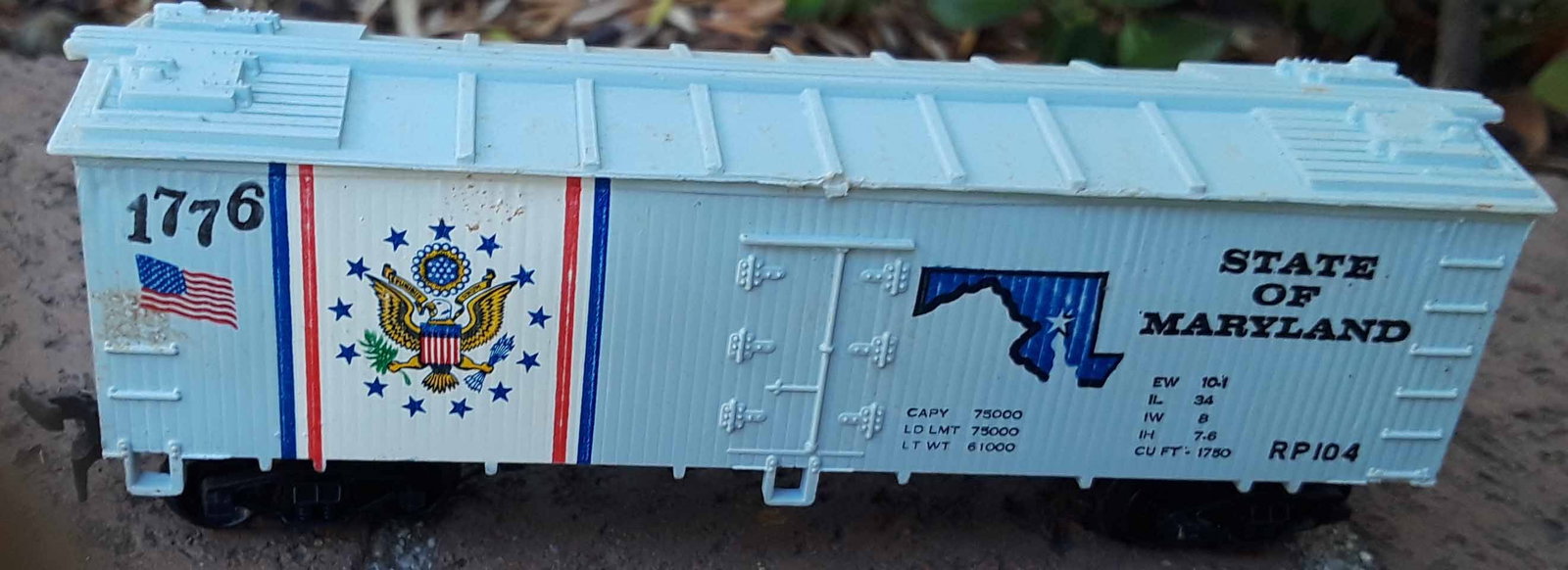 Spirit of '76 train car, HO scale , c10.: Spirit of '76 train car, HO scale , c10. Reserve: $23.00 Shipping: Domestic: Flat rate of $17.00 to anywhere within the contiguous U.S. International: Flate rate of $38.00 . International shipping may