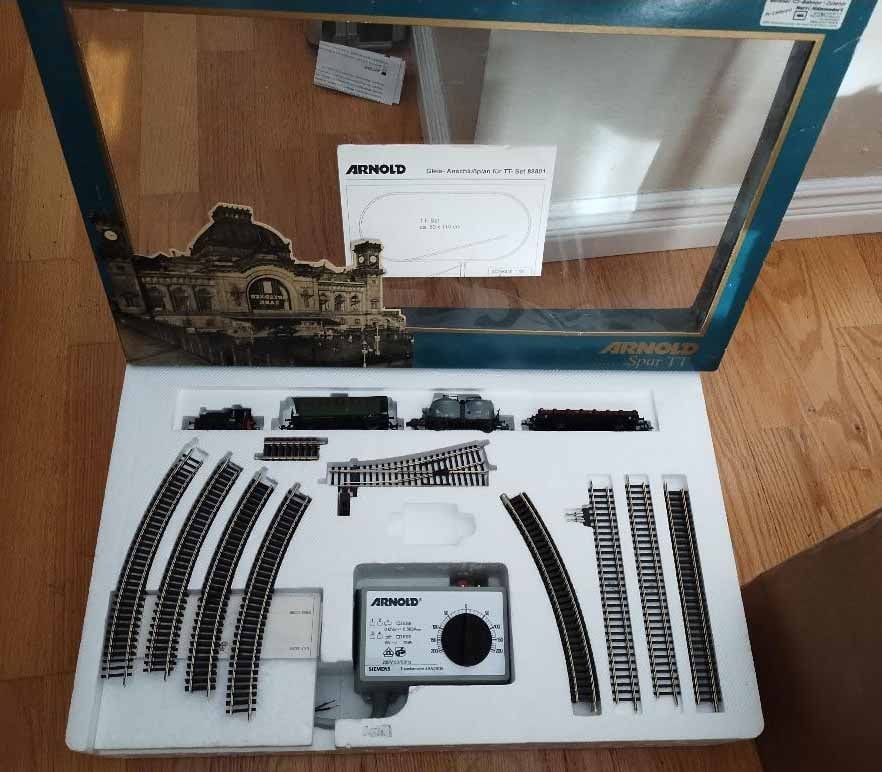 Arnold TT train set no.88801, Made in Germany, extremely rare, the locomotive by itself is 150$ if: Arnold TT train set no.88801, Made in Germany, extremely rare, the locomotive by itself is 150$ if you can find it, c10. Reserve: $439.00 Shipping: Domestic: Flat rate of $29.00 to anywhere within