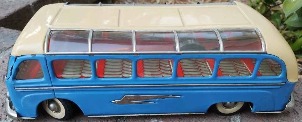 Tippco (made in Germany) "Reisebus" ("Sightseeing" bus), windup motor with separate brake and - 3
