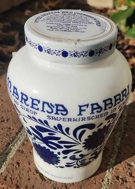 Amarena Fabri empty porcelain jar, this is the bigger version that can contain a pound of cherries,: Amarena Fabri empty porcelain jar, this is the bigger version that can contain a pound of cherries, c10. Reserve: $12.00 Shipping: Domestic: Flat rate of $15.00 to anywhere within the contiguous U.S.
