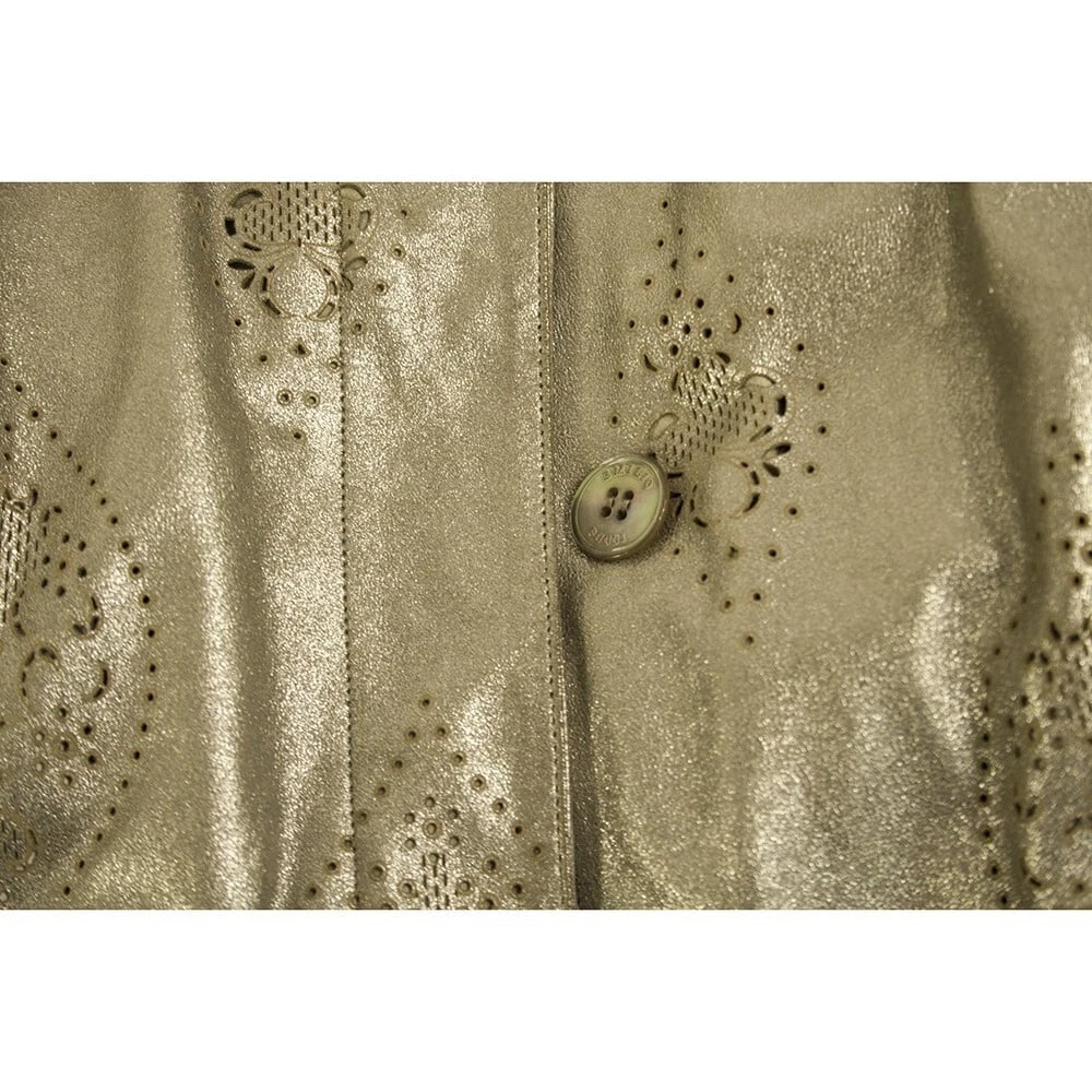 Emilio Pucci silver perforated lambskin belted robe manteau coat size 6, IT 40 - 7