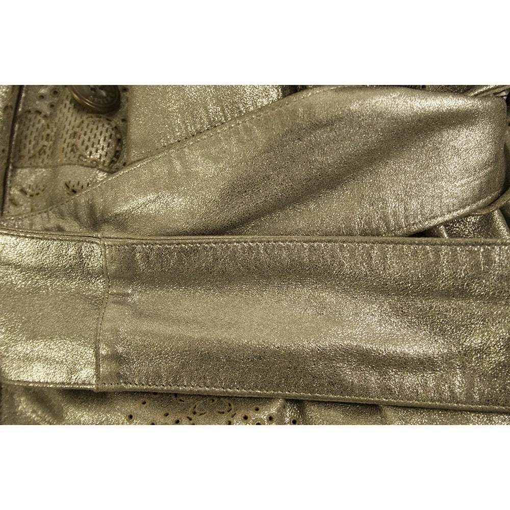 Emilio Pucci silver perforated lambskin belted robe manteau coat size 6, IT 40 - 9