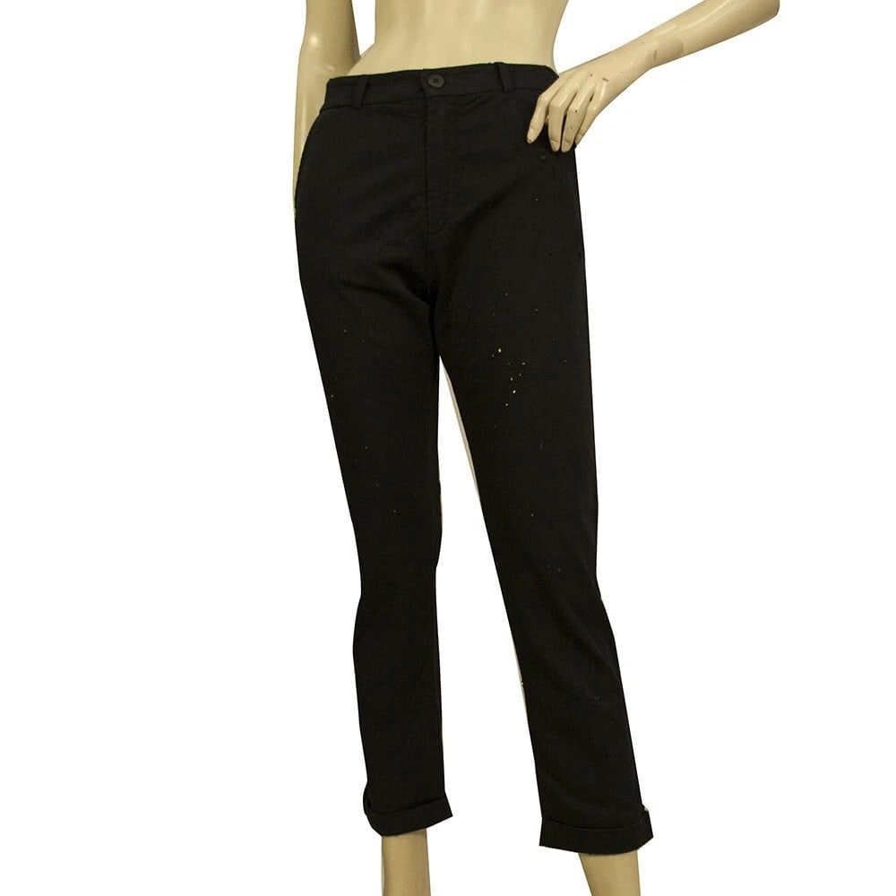 Crossley Black Distressed Cropped Pants Cotton Elastane Trousers sz XS (1 of 7)