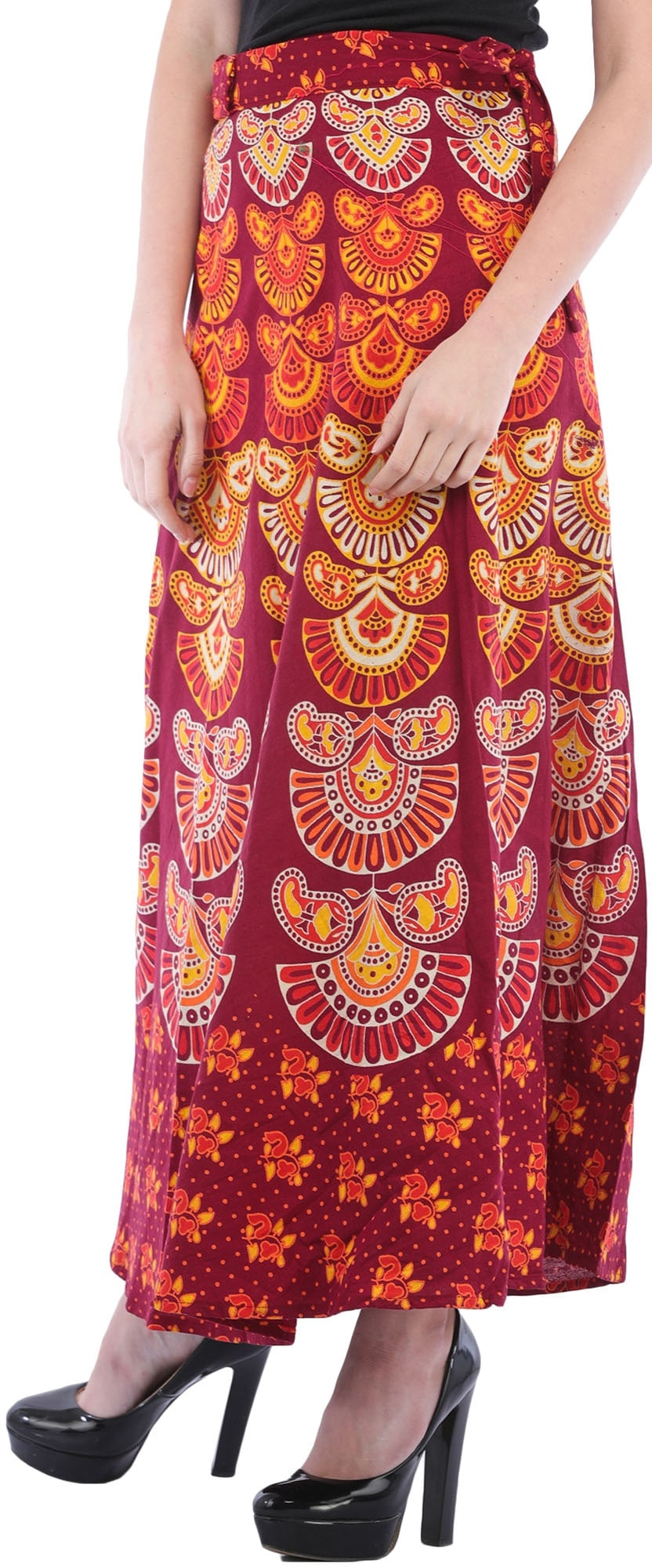 Block-Printed Sanganeri Wrap-Around Skirt from Pilkhuwa - 2
