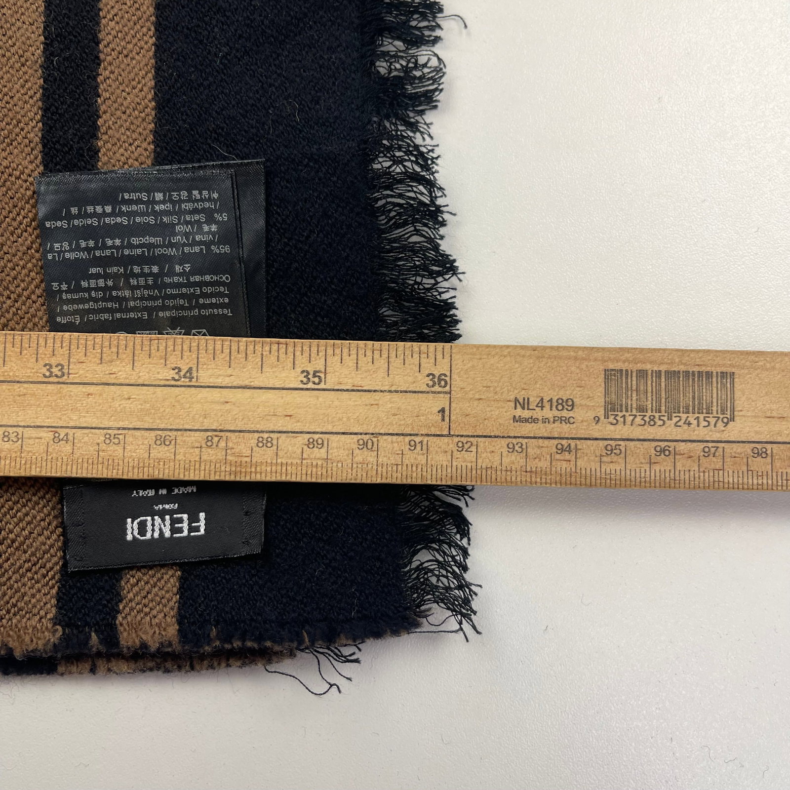 Fendi Brown Printed 95% Wool 5% Silk Scarf - 8