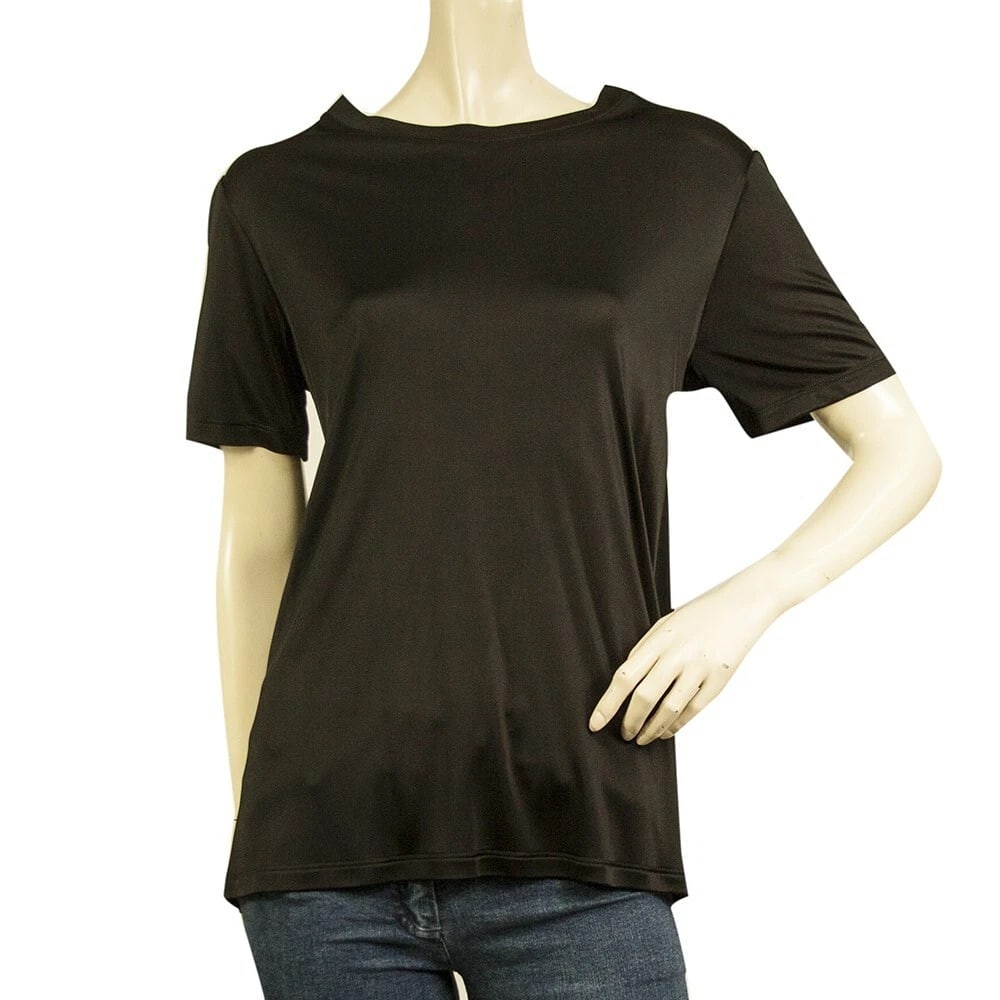 Dondup Black Viscose Open Back Bow Blouse Short Sleeve Top size M: Title:Dondup Black Viscose Open Back Bow Blouse Short Sleeve Top size M Description:Dondup Black Long Sleeves Silky Blouse Long Length Top size 42 This black Dondup top is an extra stylish piece not t