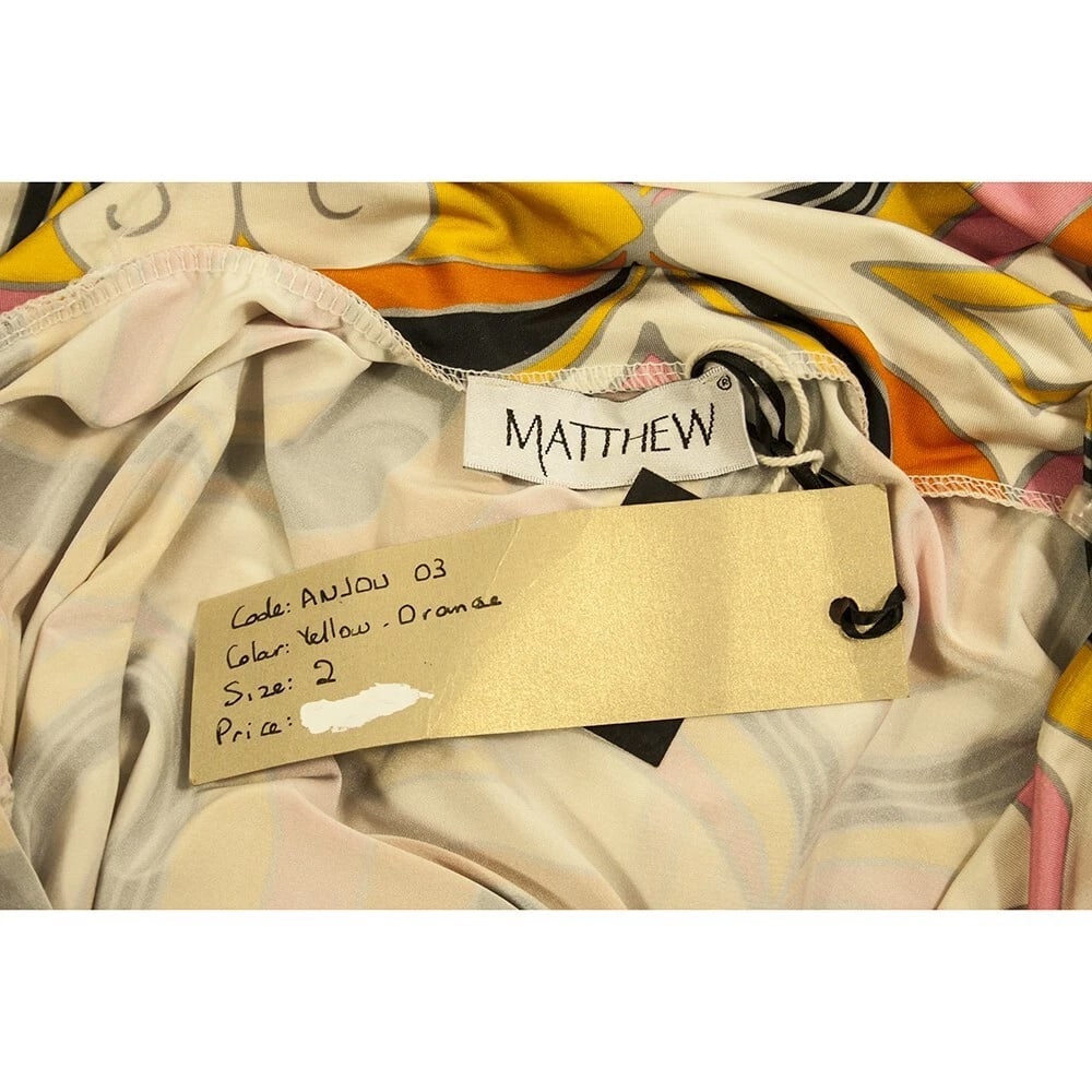 Matthew Multicolor Printed Off Shoulders Draped mini Bodycon Dress size 2 - 3