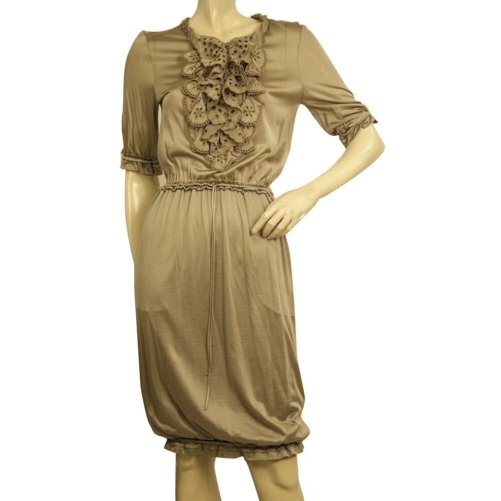 Yves Saint Laurent viscose cotton midi shortsleeve lace ruffles dress size S: Title:Yves Saint Laurent viscose cotton midi shortsleeve lace ruffles dress size S Description:Yves Saint Laurent viscose cotton midi shortsleeve lace ruffles dress size S If you?re wondering what to