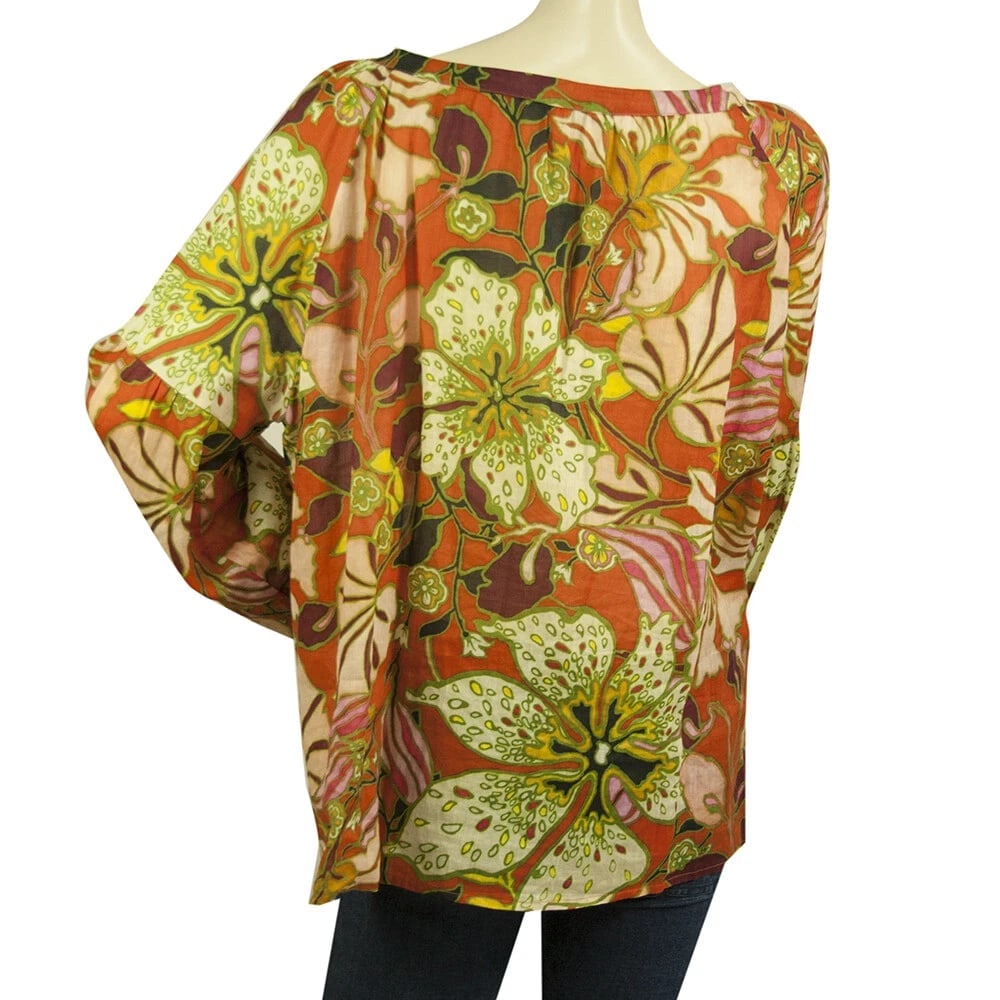 Maliparmi Multicolor Floral V Neckline Tunic Top Blouse size 46 - 2