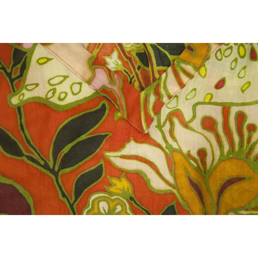Maliparmi Multicolor Floral V Neckline Tunic Top Blouse size 46 - 6
