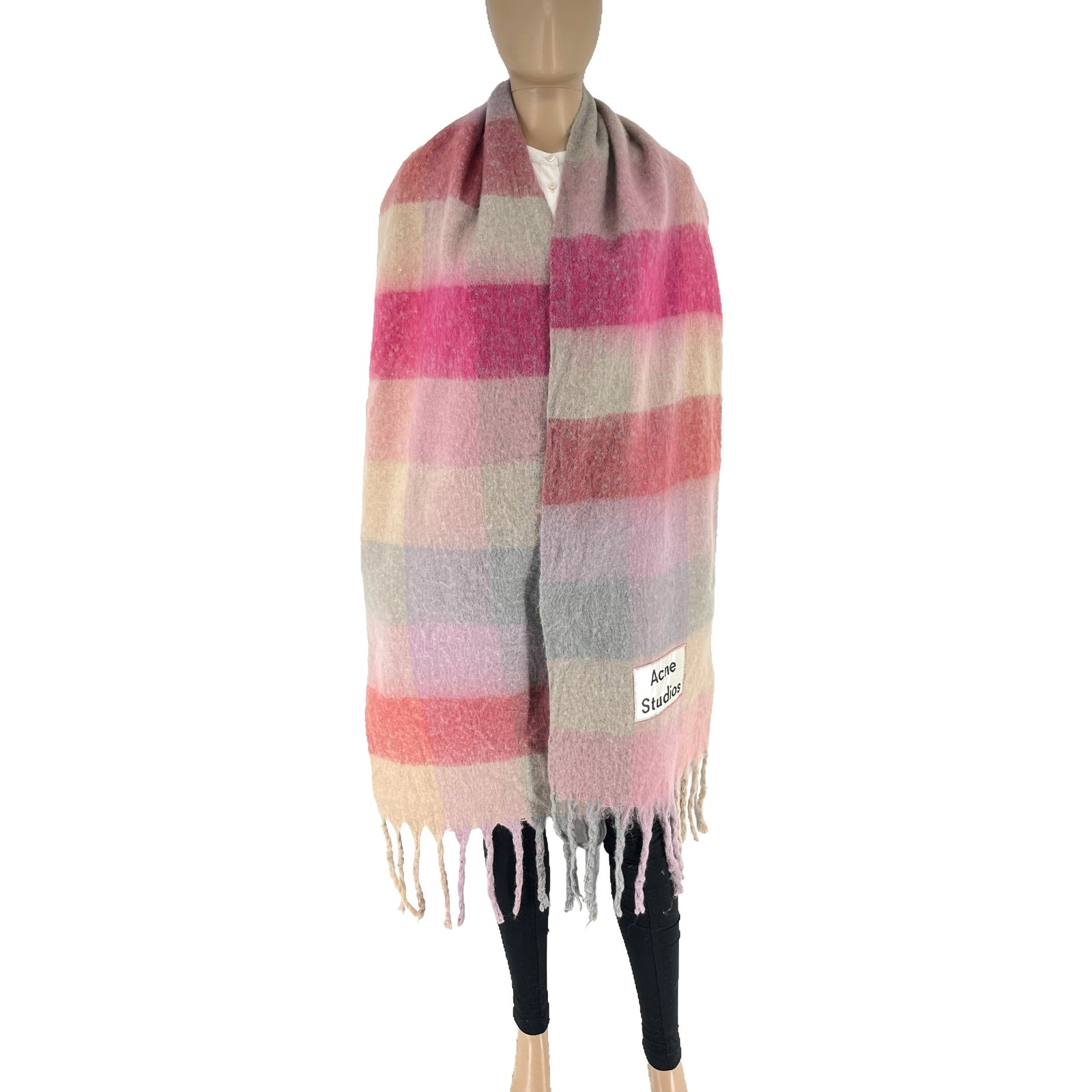 Acne Studios Colored Block 80% Wool Scarf: Title: Acne Studios Colored Block 80% Wool Scarf Brand:Acne Studios Date/Period: Modern Materials:80% Wool 20% Nylon Size:One Size Description:Acne Studios Colored Block 80% Wool Scarf Reserve: $100.0