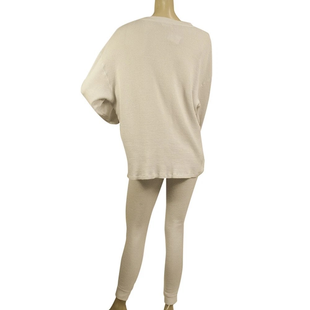 American Vintage White Cotton Top Sweat Pants Sport Lounge Set size S - 2