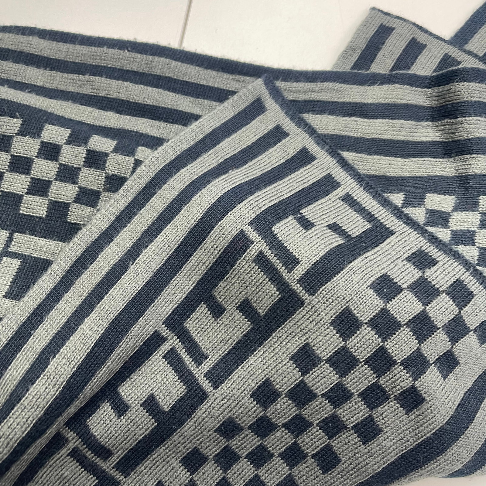 Fendi Dark Grey Printed 100% Wool Scarf - 5