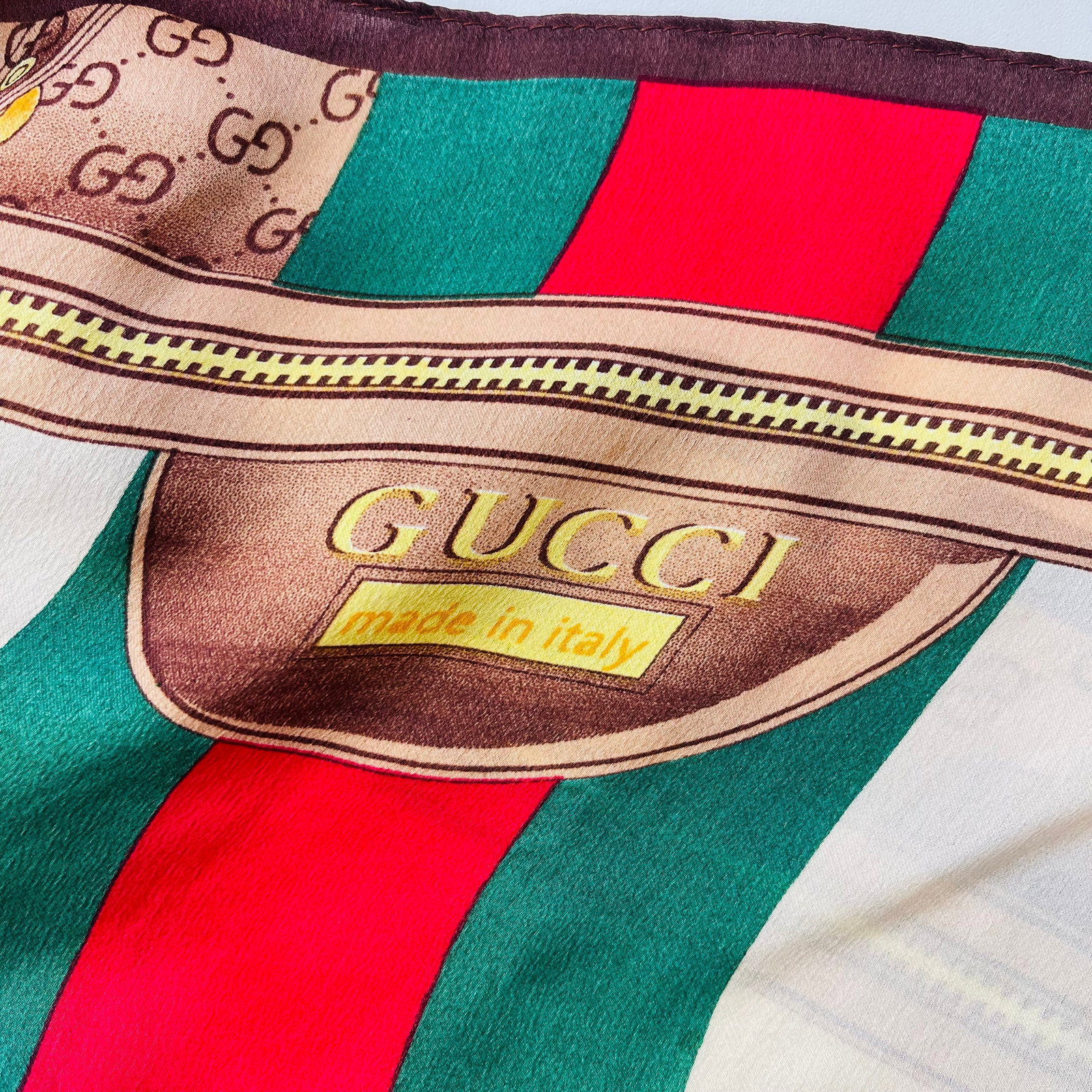 Gucci Beige Printed 100% Silk Scarf - 5