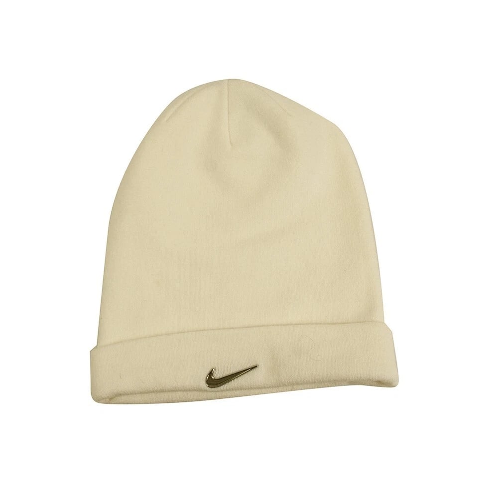 Nike Cream Acrylic Knit Silver Logo Warm Beanie Winter Hat OS: Title:Nike Cream Acrylic Knit Silver Logo Warm Beanie Winter Hat OS Description:Nike Cream Acrylic Knit Silver Logo Warm Beanie Winter Hat OS Beautiful and impressive white knit beanie with silver