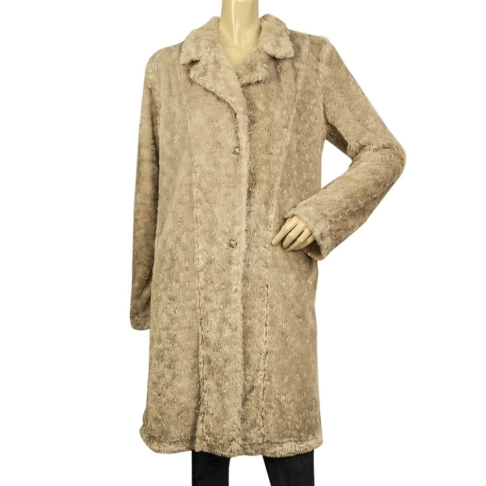 Divertimento Beige Button Front Hairy Polyester Long Cardi Cardigan size 2 (1 of 6)