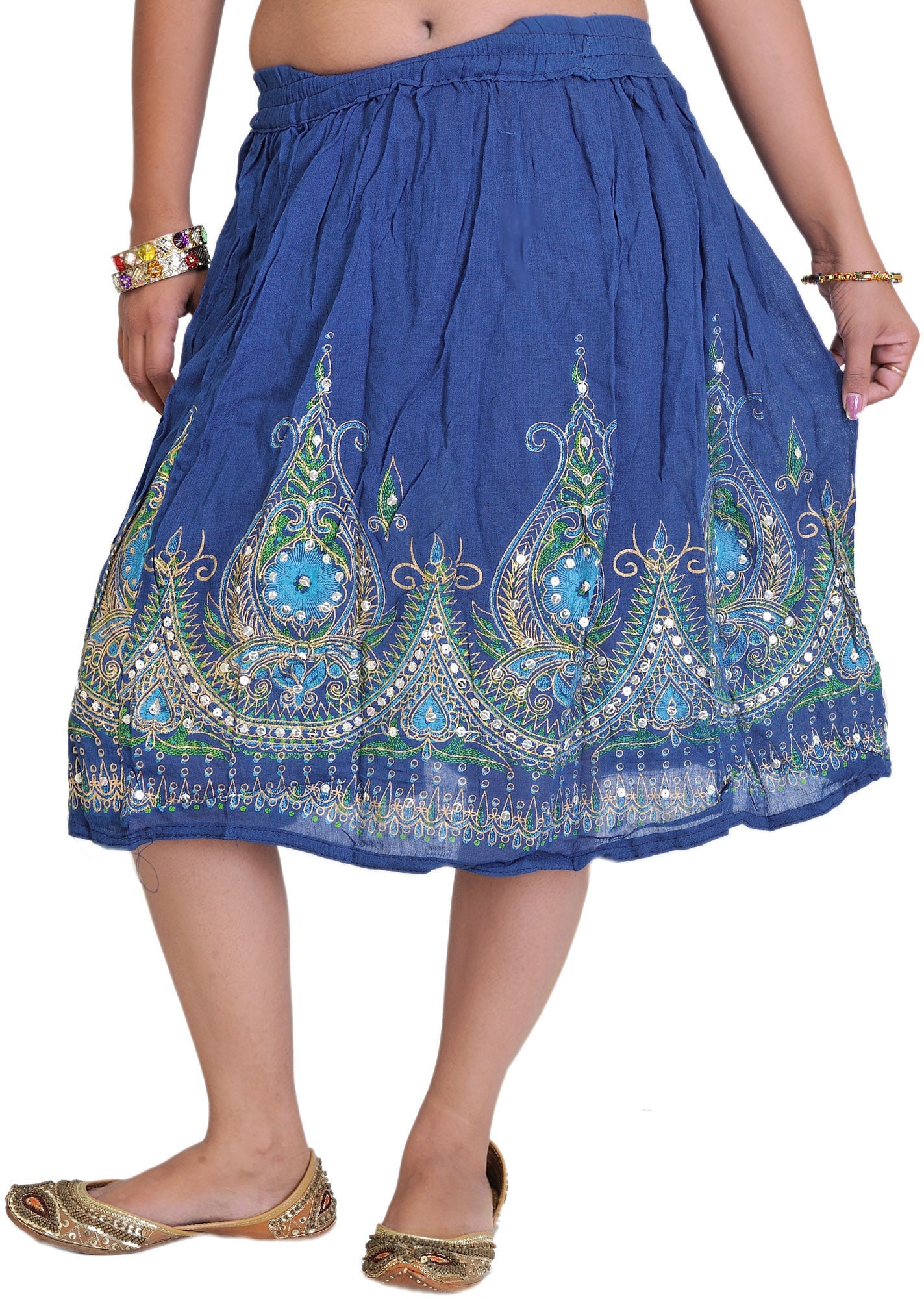 Short Skirt with Printed Flowers and Embroidered Sequins (1 of 2)
