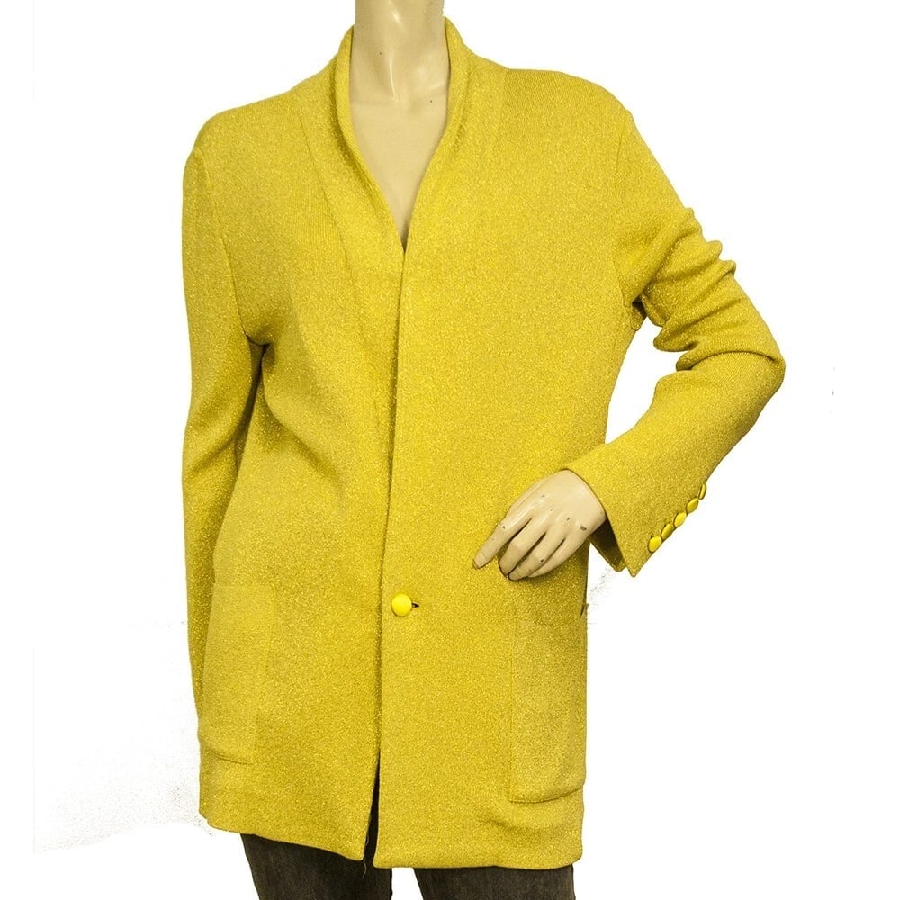 Zadig & Voltaire Deluxe Verone Metallic Yellow Long Cardi Cardigan Jacket size S (1 of 6)