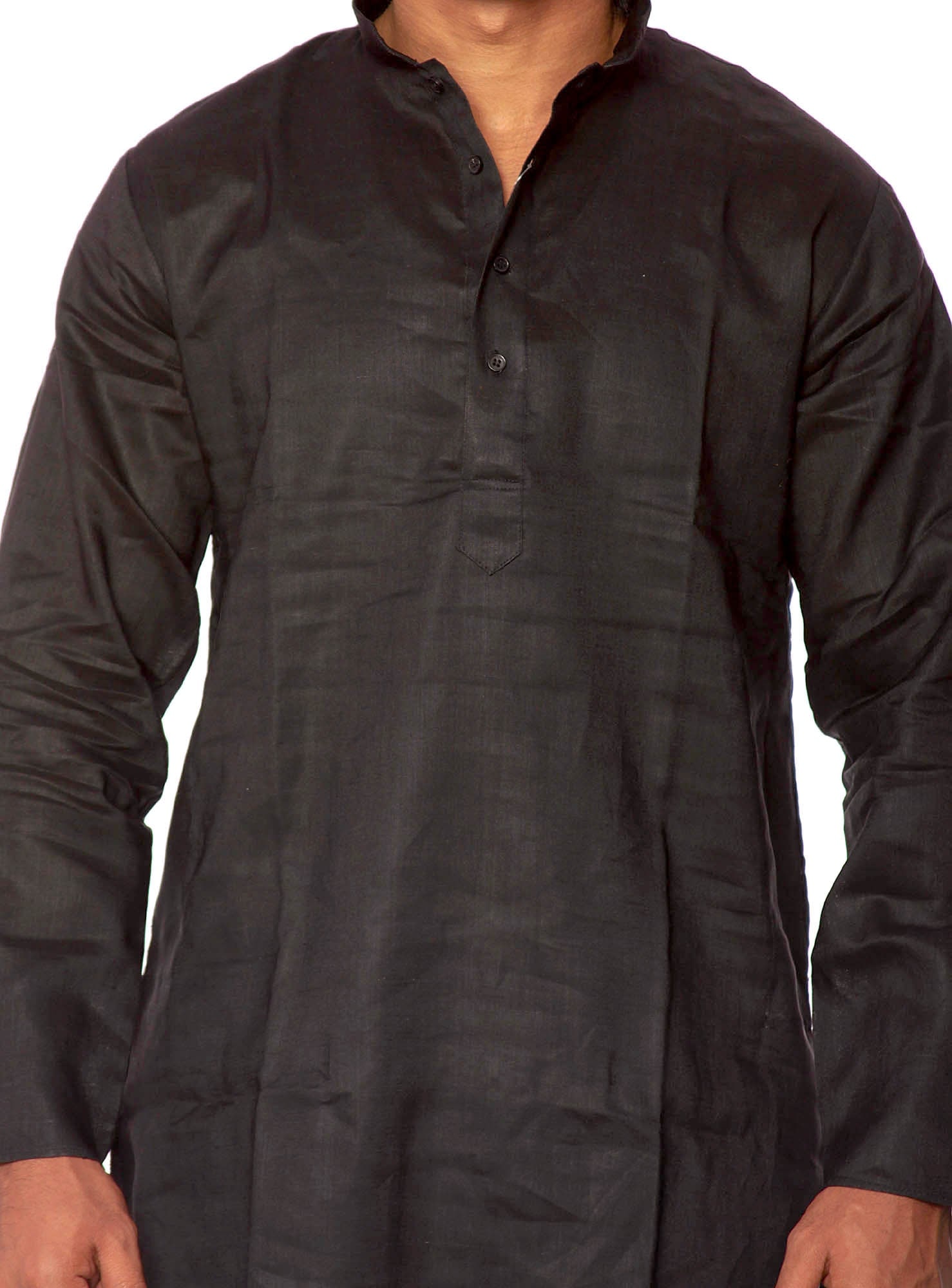 Plain Black Kurta Pajama - 2