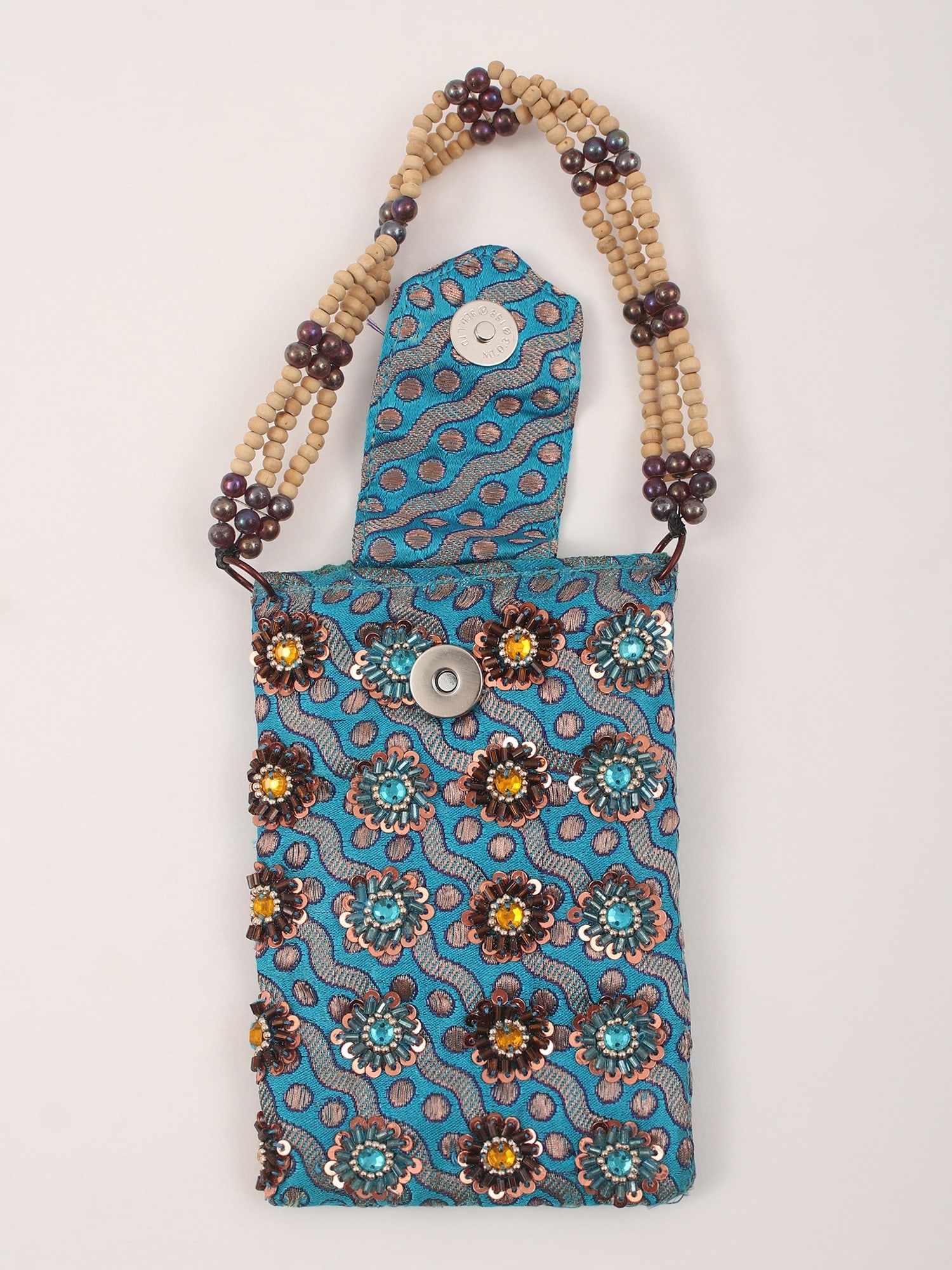 Brocaded Key Case from Banaras with Beaded Handle - 2