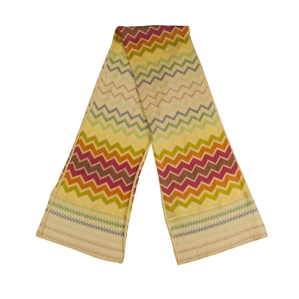 Missoni Pink Yellow Blue Lollipop Zig Zag Signature Viscose Knit Scarf Shawl (1 of 8)