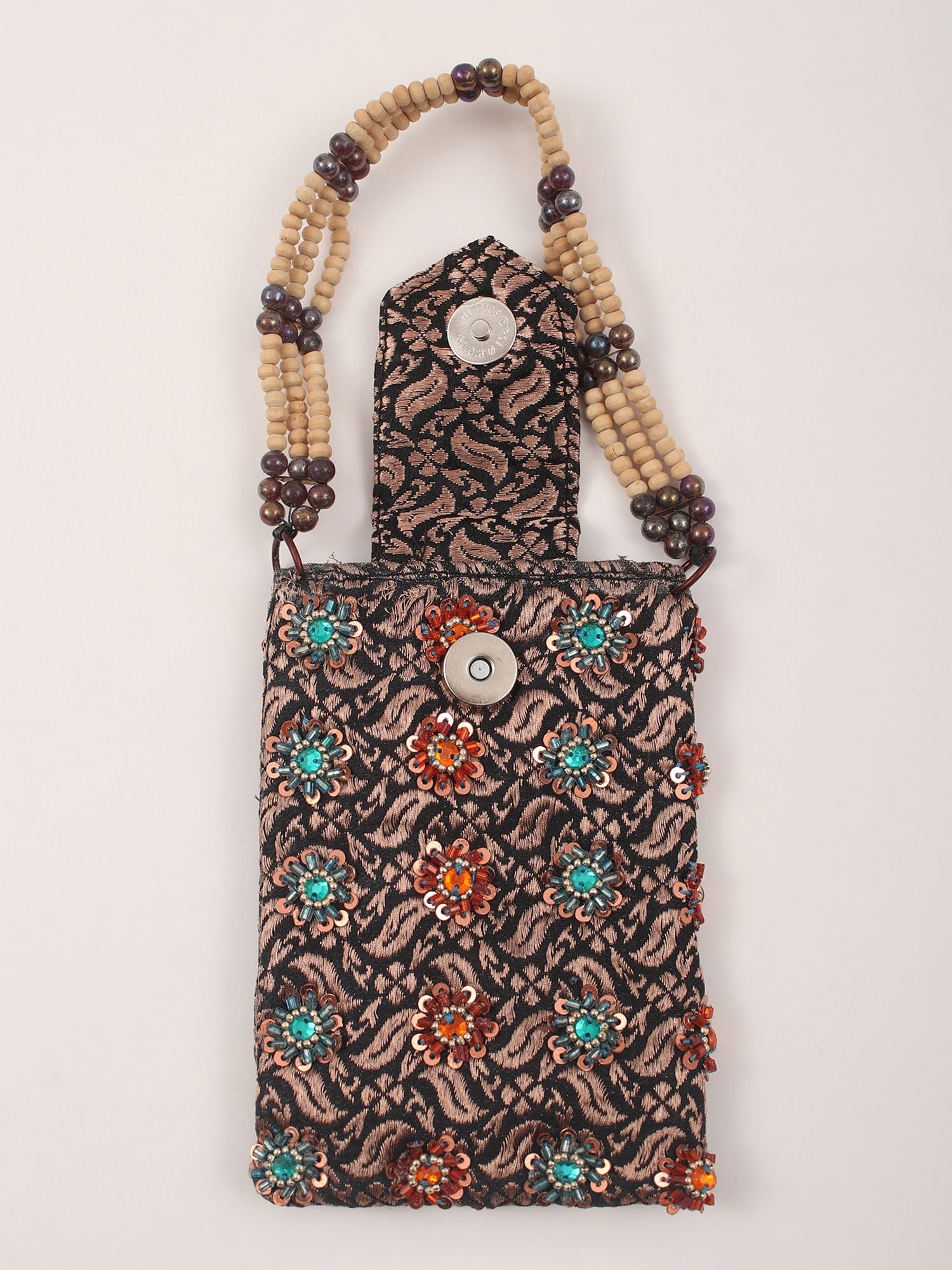Brocaded Key Case from Banaras with Beaded Handle - 2
