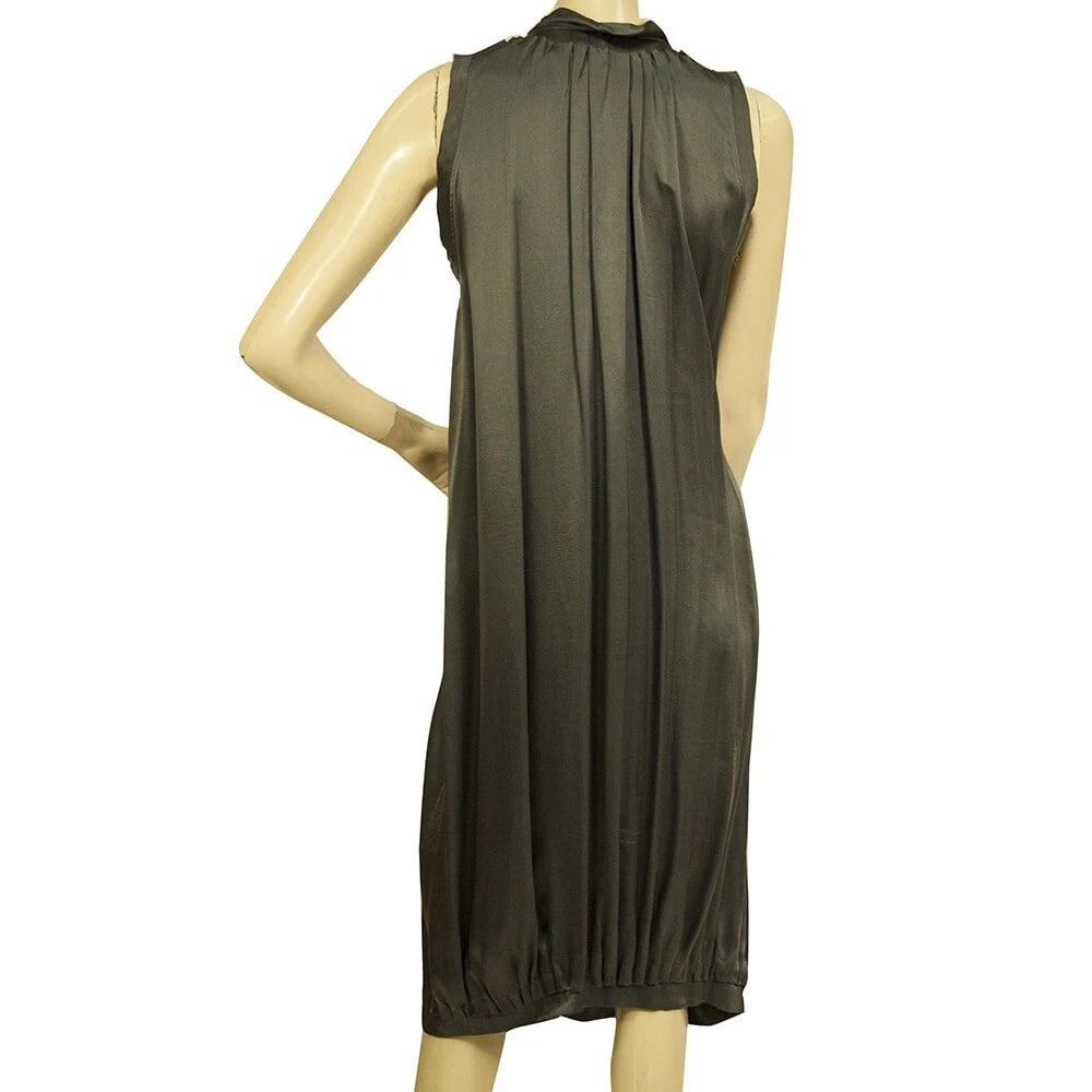 Yves Saint Laurent 100% silk midi sleeveless dress size with frills size S - 2