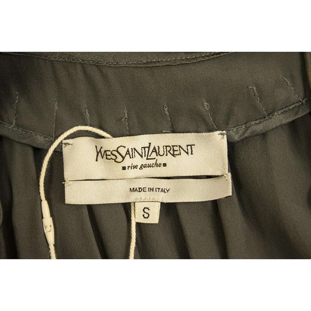 Yves Saint Laurent 100% silk midi sleeveless dress size with frills size S - 3