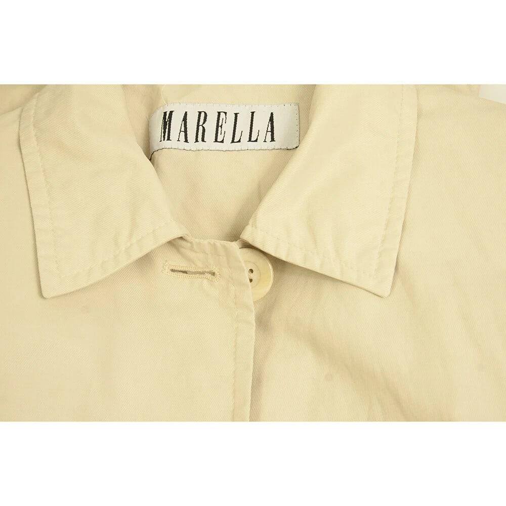 Marella Ecru Cotton Off White Single Breasted Trench Jacket Coat size It 44 - 5