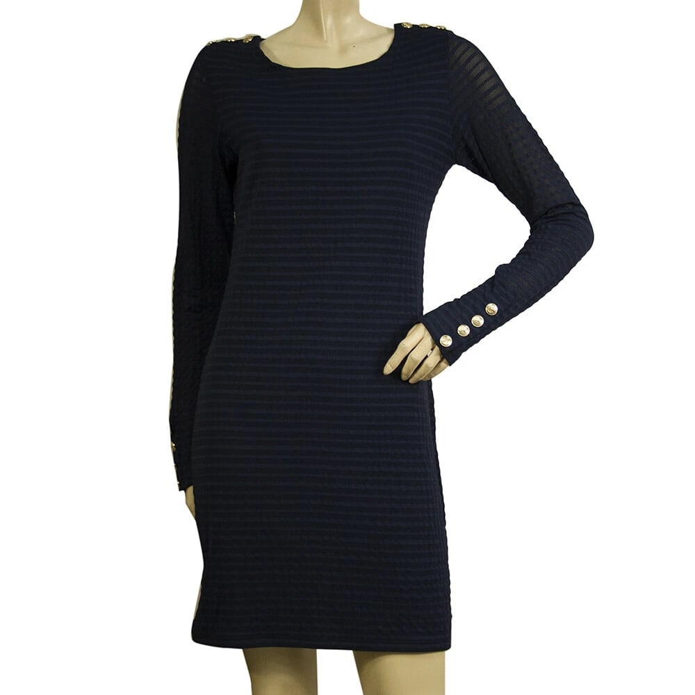 Melissa Odabash Blue Nautical Anchor Gold Button Long Sleeves Bodycon Dress sz L: Title:Melissa Odabash Blue Nautical Anchor Gold Button Long Sleeves Bodycon Dress sz L Description:Christian Lacroix Yellow Knit Crochet Just Below Knee Ruffled Dress size 38 Melissa Odabash Blue