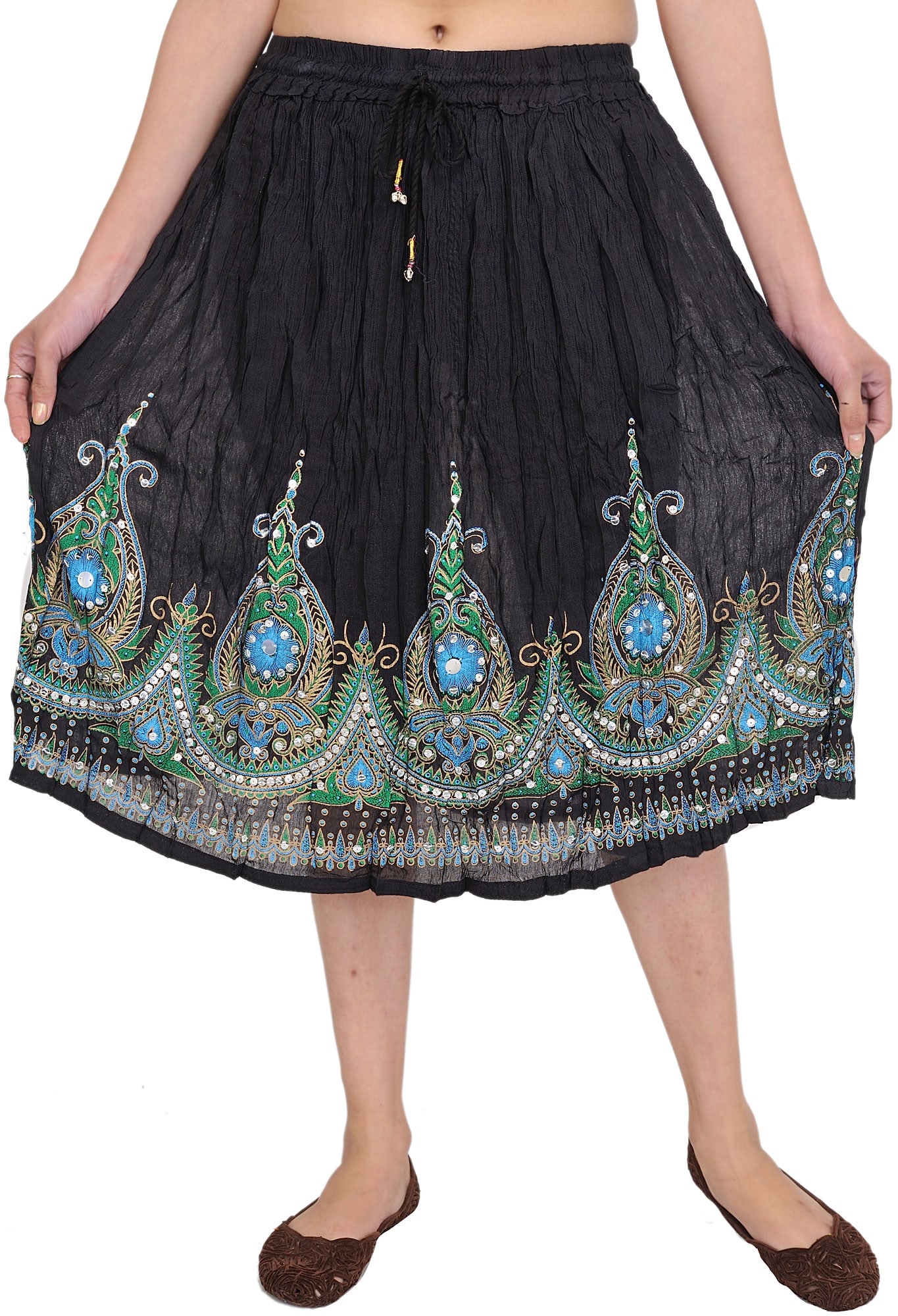 Short Skirt with Printed Flowers and Embroidered Sequins (1 of 2)
