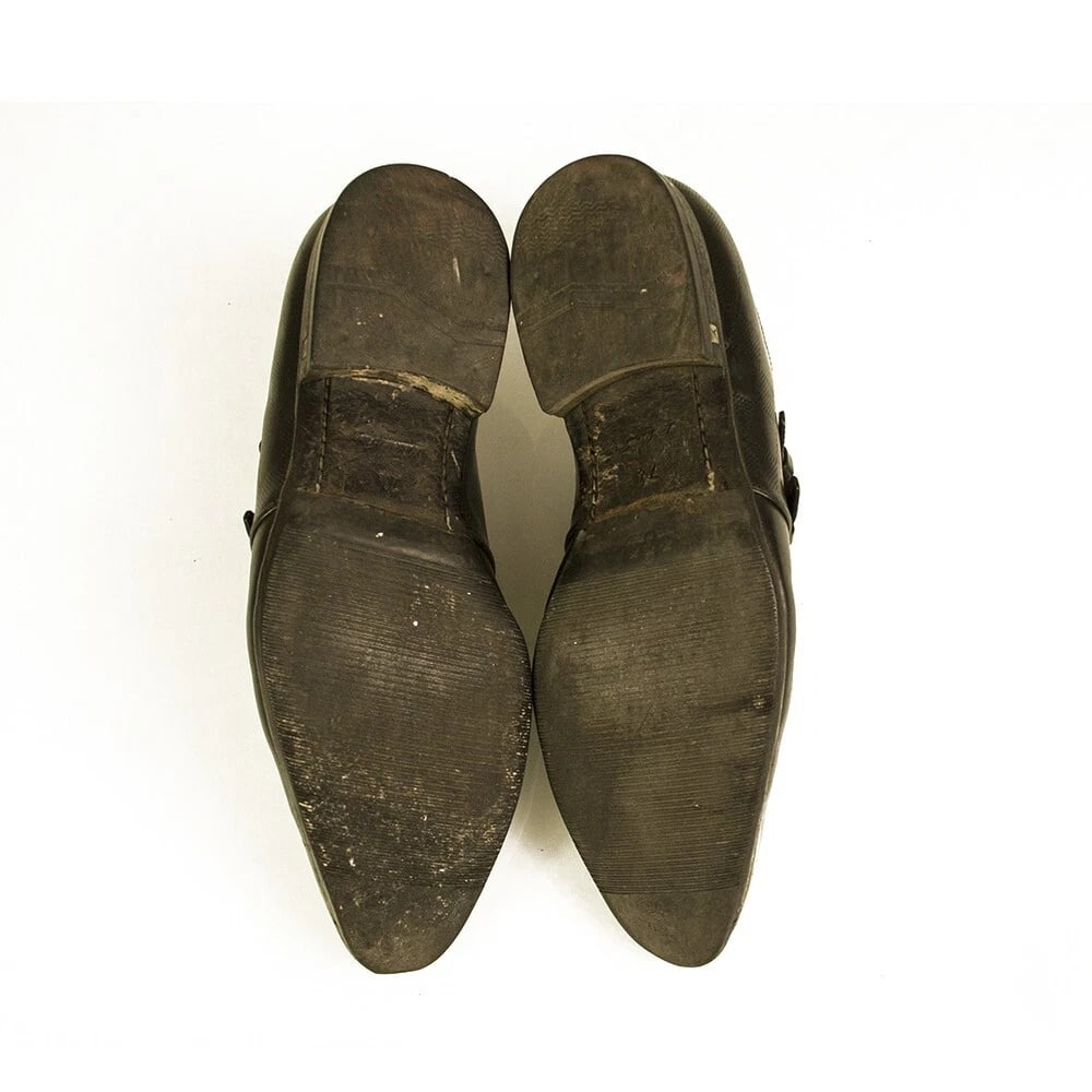 Louis Vuitton LV Men's Damier Black Leather Double Buckle Monk Shoes size 7.5 - 2