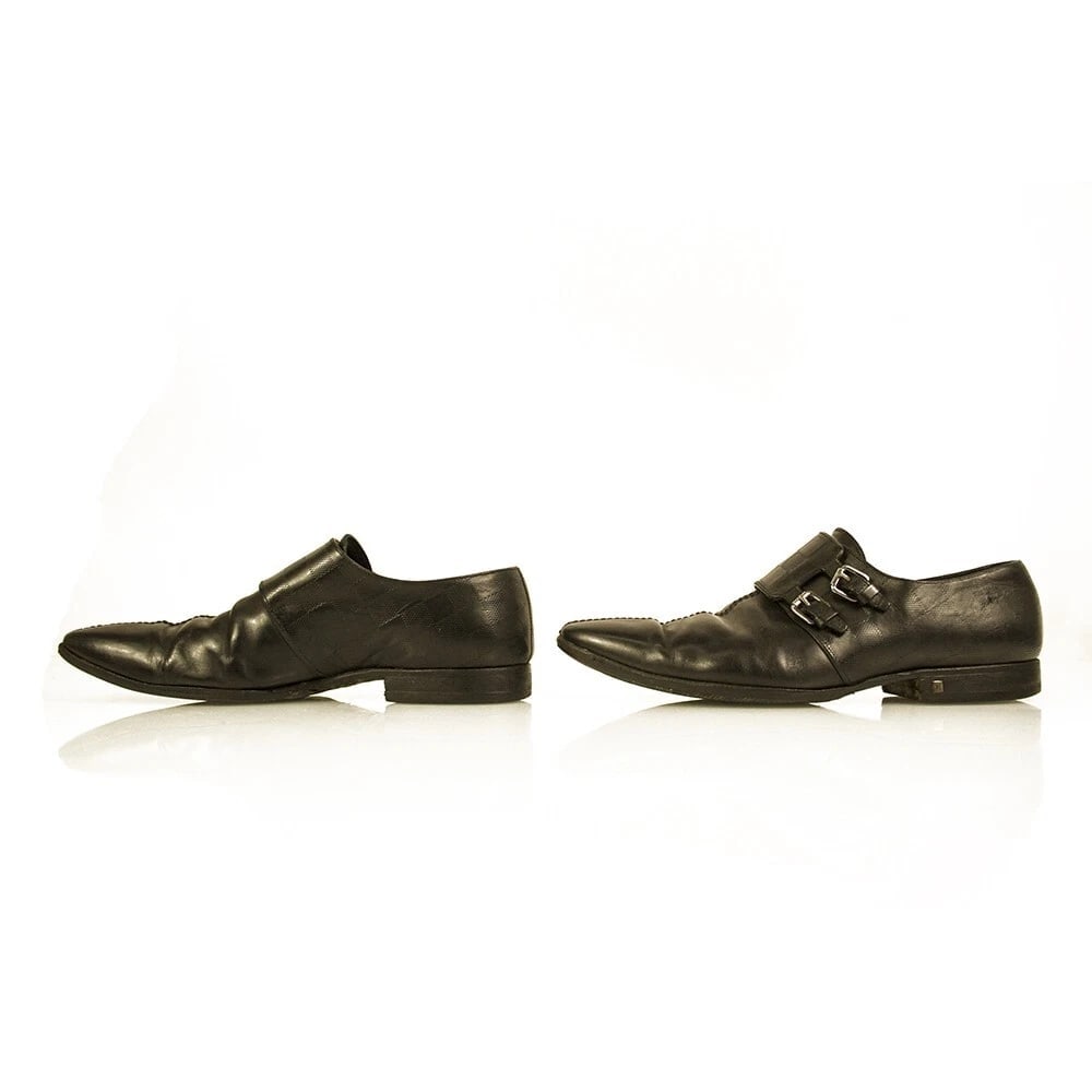Louis Vuitton LV Men's Damier Black Leather Double Buckle Monk Shoes size 7.5 - 3