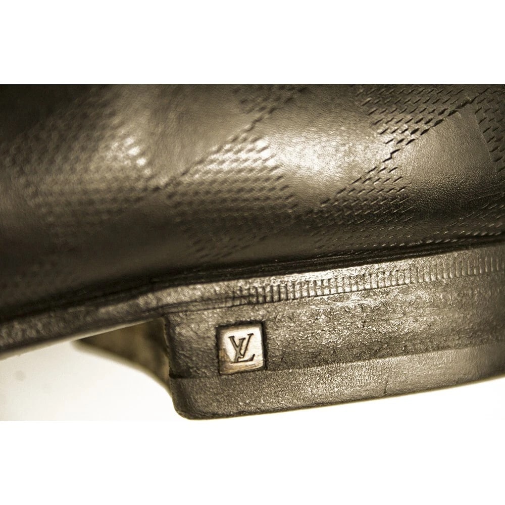 Louis Vuitton LV Men's Damier Black Leather Double Buckle Monk Shoes size 7.5 - 8
