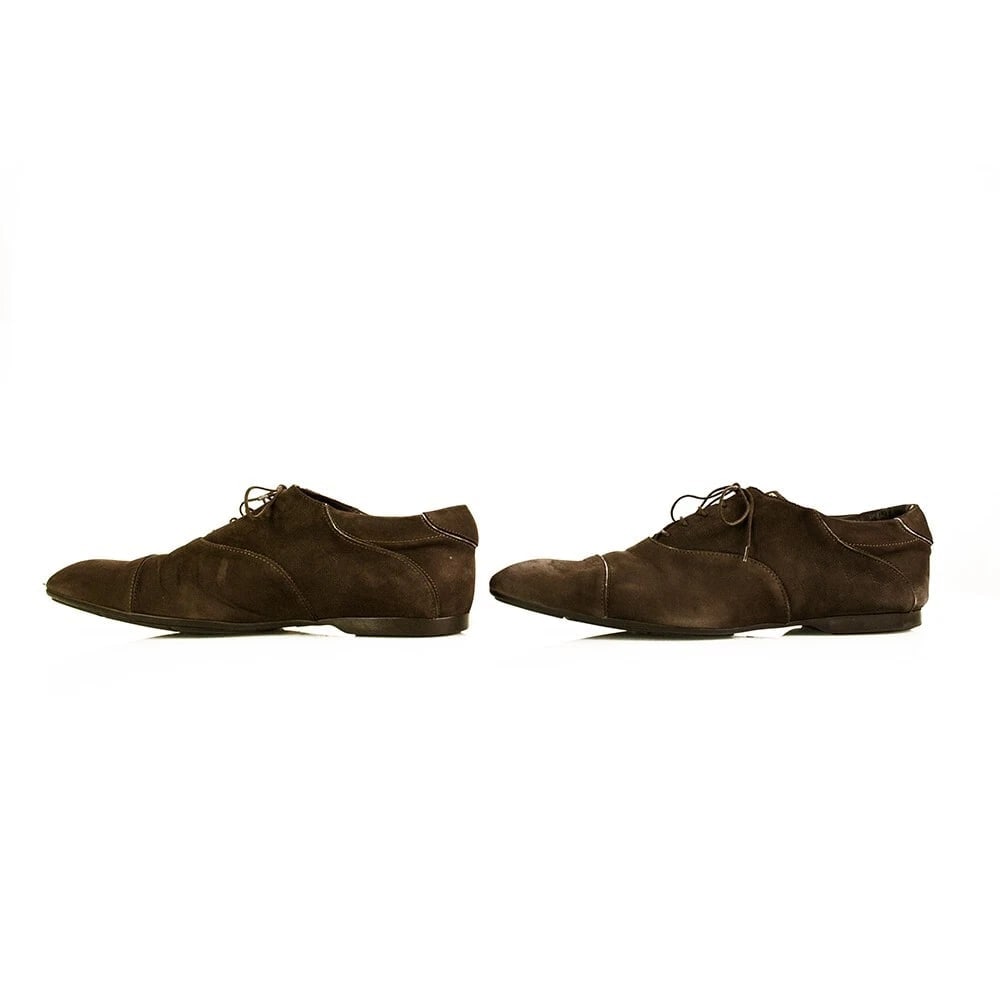 Louis Vuitton Men's Brown Damier Embossed Oxfords Rubber Sole Lace Up Shoes 8 - 3
