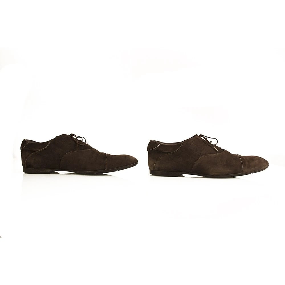 Louis Vuitton Men's Brown Damier Embossed Oxfords Rubber Sole Lace Up Shoes 8 - 4