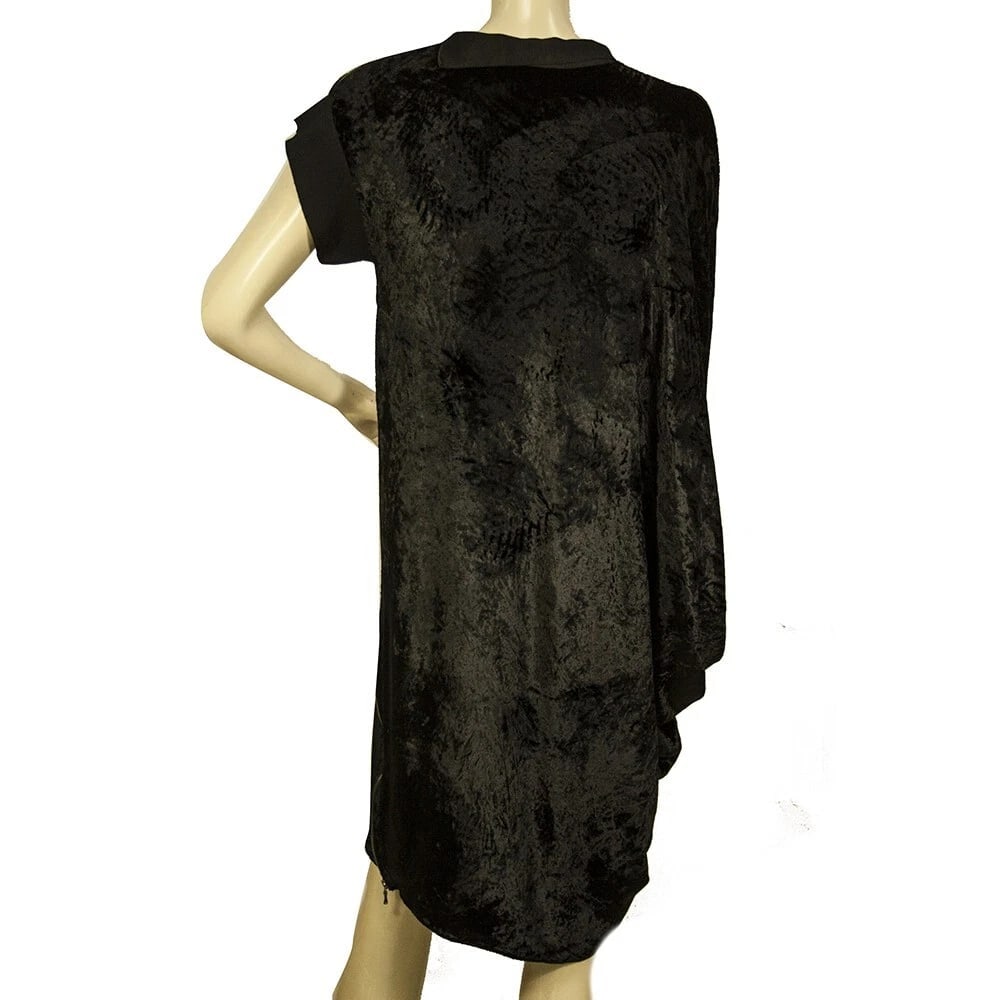 Lanvin Black Velour One Sleeve Cocktail Evening Knee dress size 40 - 2