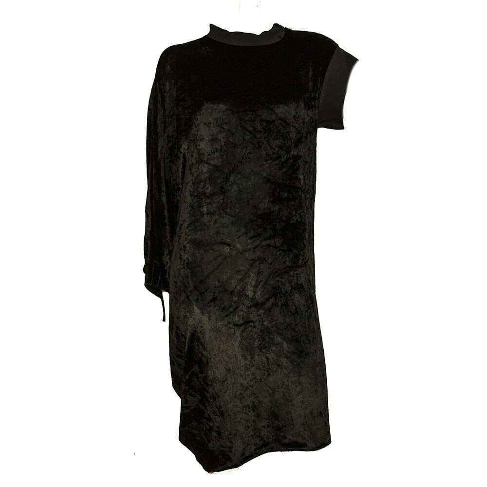Lanvin Black Velour One Sleeve Cocktail Evening Knee dress size 40 - 7
