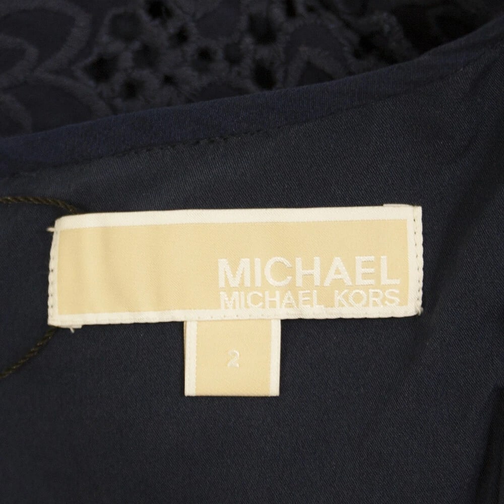 Michael by Michael Kors Blue Silk Floral Embroidery Ruffles Top Blouse size 2 - 3