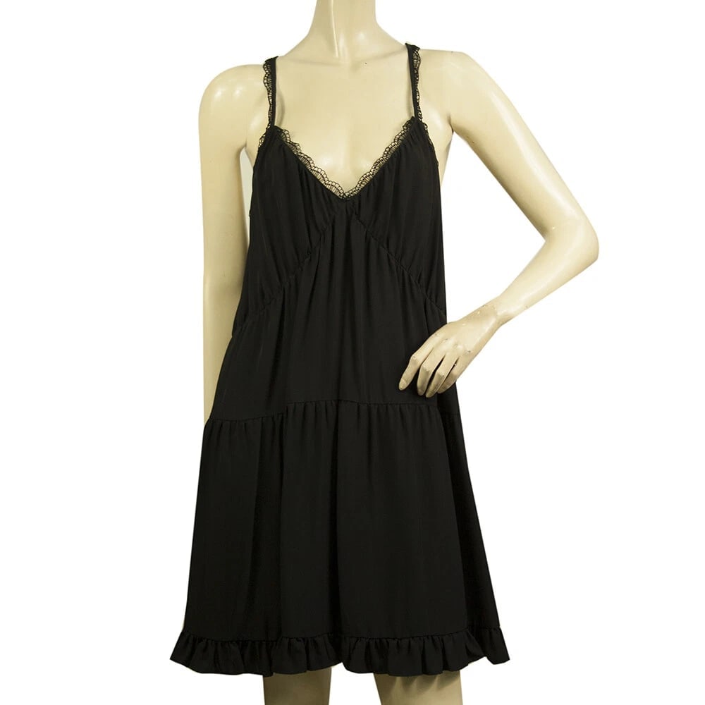 Dondup Black Viscose Mini Sleeveless Layered Ruffled Hem Spaghetti Dress size 40: Title:Dondup Black Viscose Mini Sleeveless Layered Ruffled Hem Spaghetti Dress size 40 Description:Dondup Black Viscose Mini Sleeveless Tank LBD Dress size L Dondup Black Viscose Mini Sleeveless