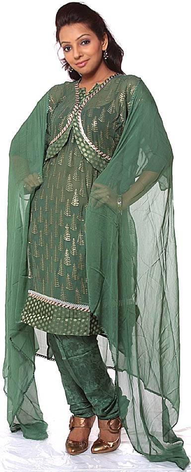 Green Designer Suit with All-Over Embroidered Sequins (1 of 1)