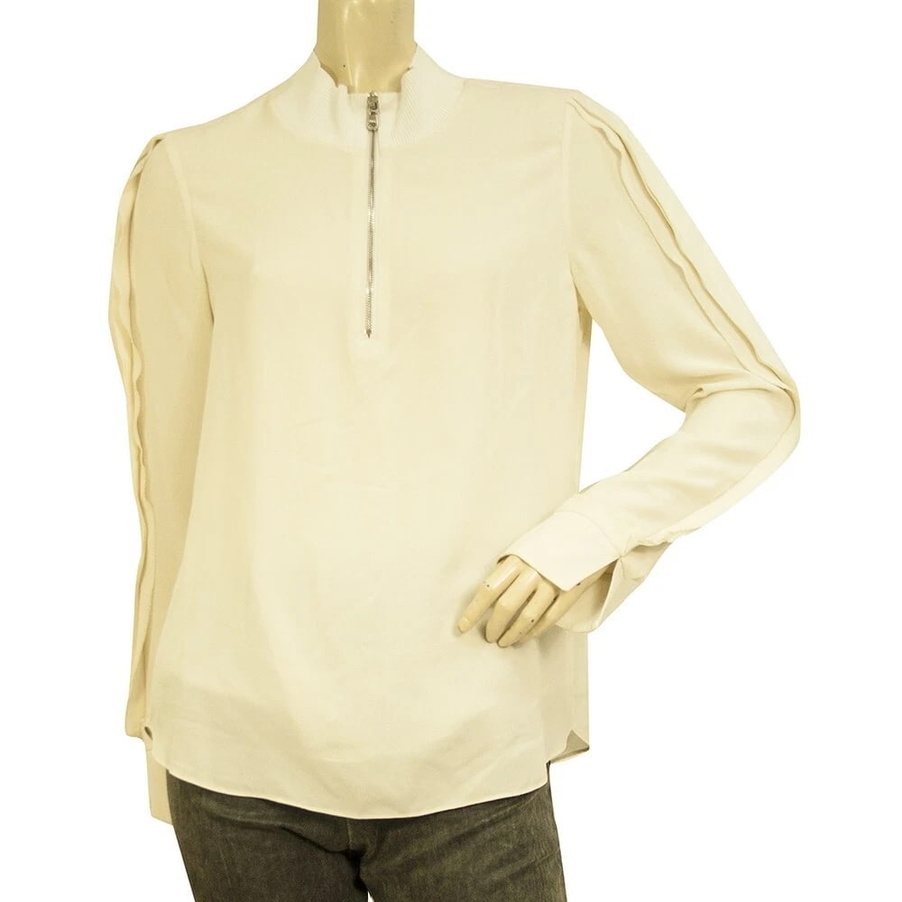 3.1 Phillip Lim Ivory Silk Zipper Top Long Sleeves Blouse size 4 (1 of 7)