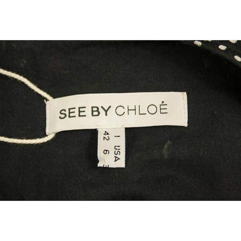 See by Chloe Black & White Polka Dot Print Belted Mini Dress size 42 w. Bow - 3