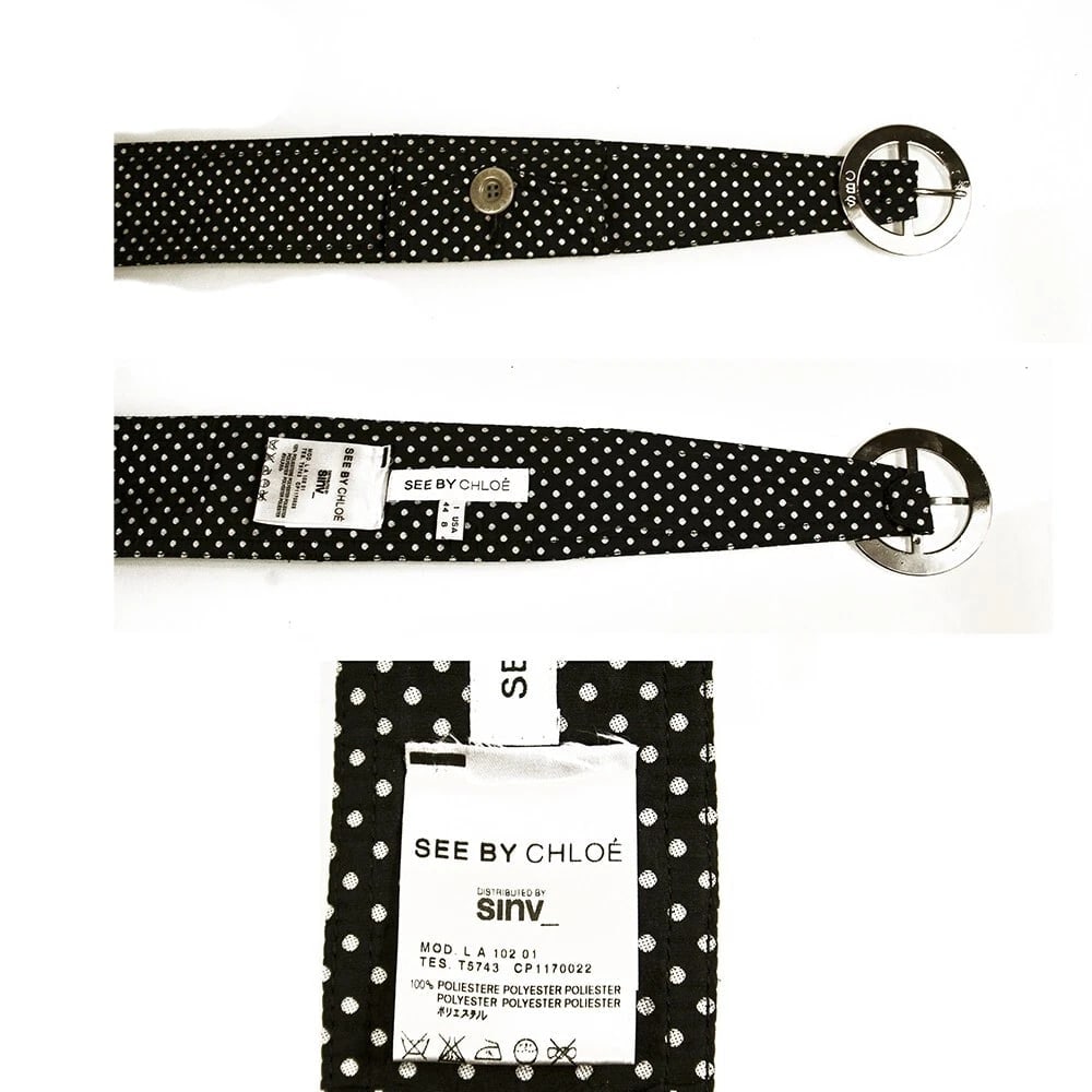 See by Chloe Black & White Polka Dot Print Belted Mini Dress size 42 w. Bow - 7